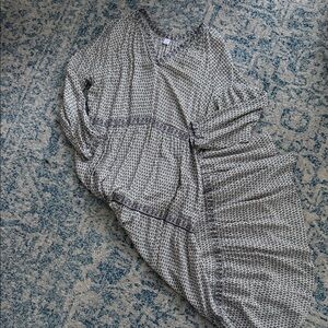 Old Navy paisley style prairie hippie boho pattern tiered dress sz L